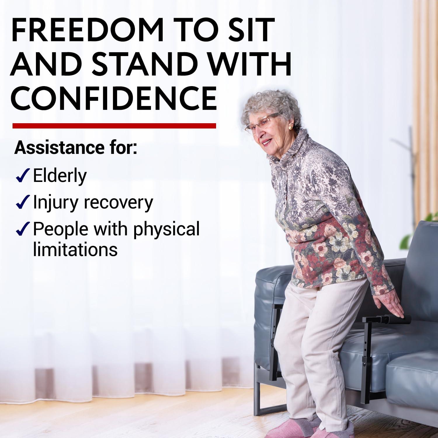 IMPRESA [2 Pack] Arm Chair Stand Assist Rail - Adjustable Heavy Duty Couch Assist for Elderly - Handicap Mobility Aids & Equipment - Arm Chair Assist for Elderly - Chair Lift Assist Devices for Seniors