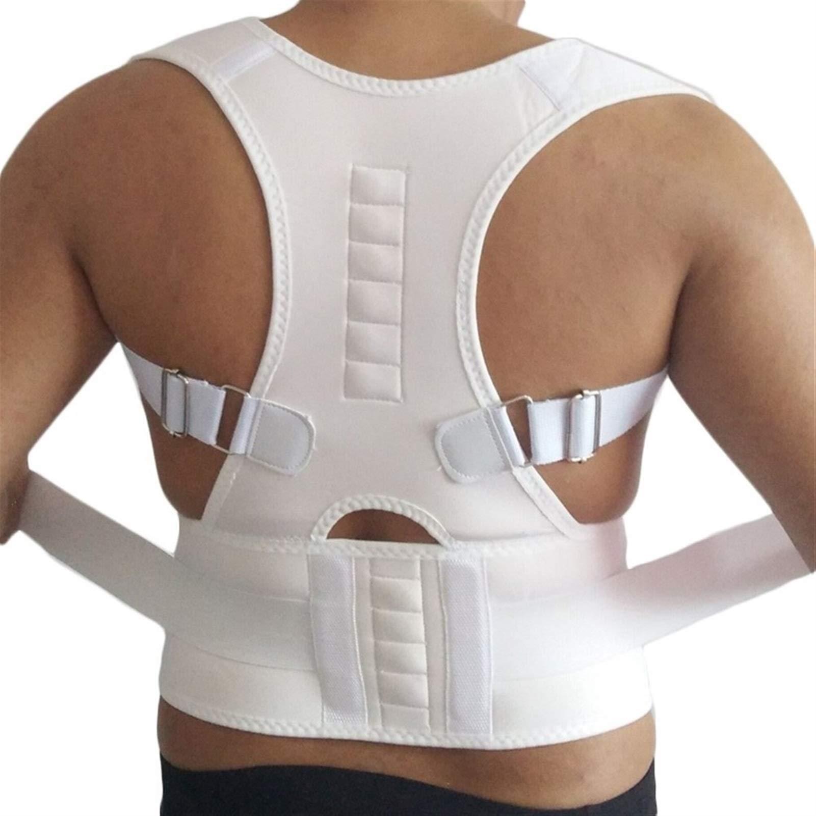 SADDPA DSMYYXGS Magnetic Back Posture Corrector Clvicle Spine Corrector Prevent Slouching Adjustable Back Support Brace Back Straightener Corset (Color : White, Size : Large)