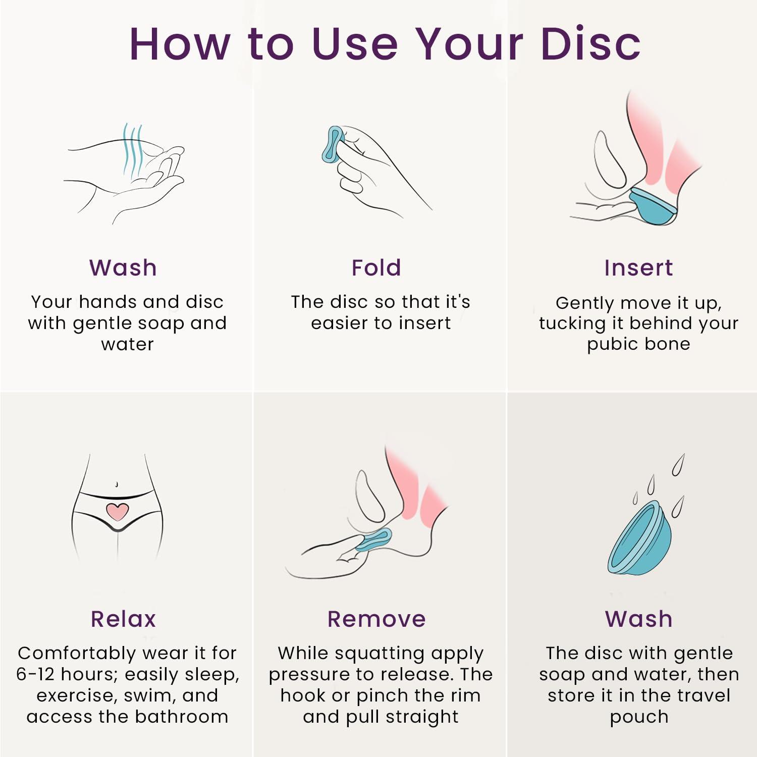 EcoBlossom Ecoblossom Reusable Menstrual Disc - Large Menstrual Cup - Soft Period Disc for Women Designed with Flexible, Medical-Grade Silicone Period Cup (Large, Cyan)