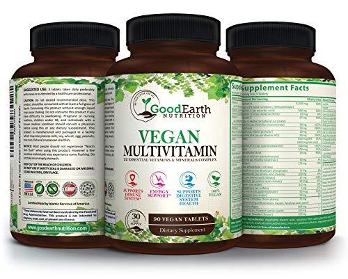GoodEarth Nutrition Vegan Multivitamins for Men & Women - Vitamins A , B Complex , C , D3 , Zinc , Magnesium , Spirulina , Antioxidants - Daily Multivitamin Mineral Supplement with Proprietary Fruit & Vegetable Blend