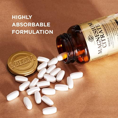 Solgar Solgar Magnesium Citrate, 120 Tablets - Promotes Healthy Bones - Supports Nerve & Muscle Function - Non GMO, Vegan, Gluten Free, Dairy Free, Kosher - 60 Servings