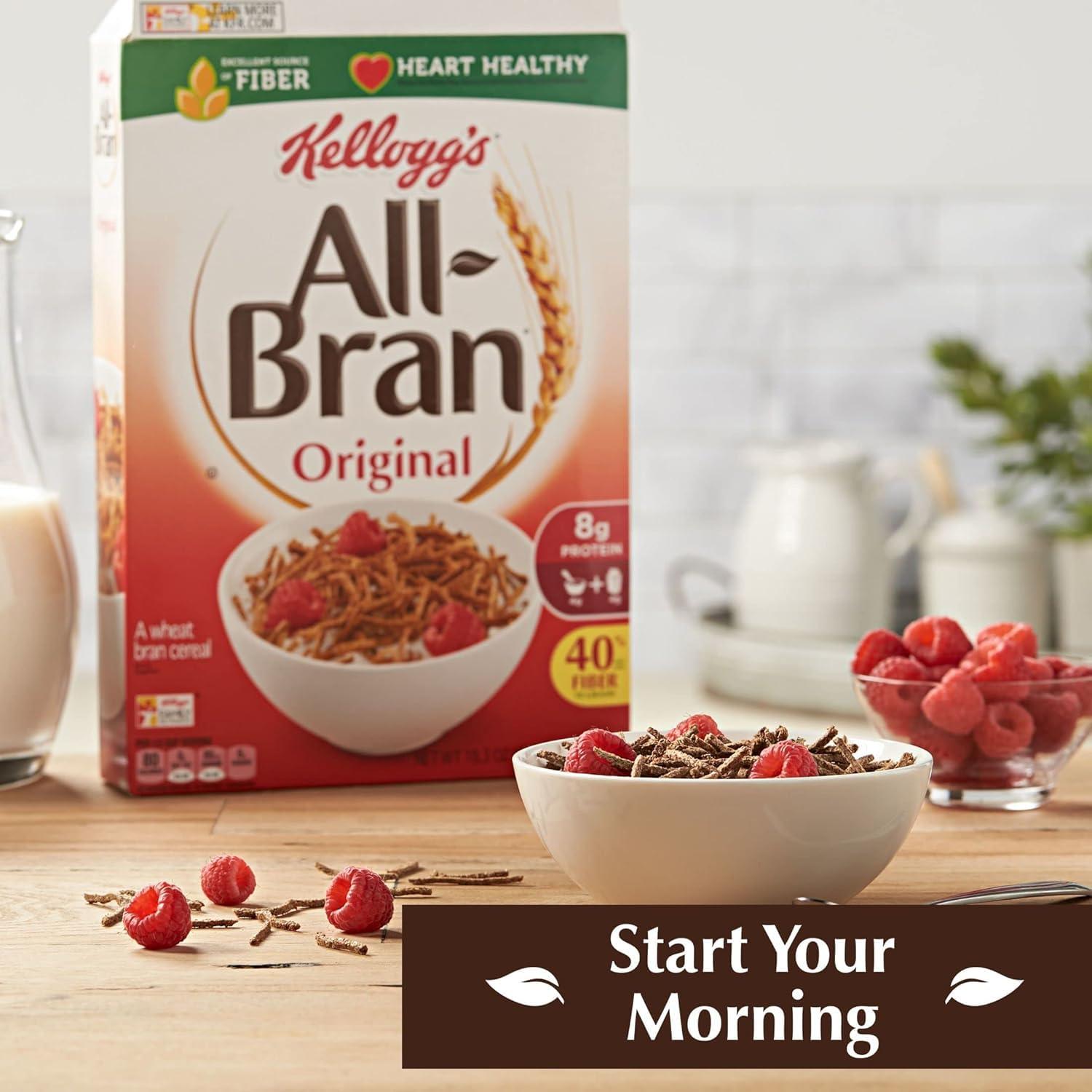 Kelloggs Generic Kelloggs.All Bran Breakfast Cereal - 8 Vitamins and Minerals - High Fiber Cereal - Original - 18.6 Oz Box - Pack of 6
