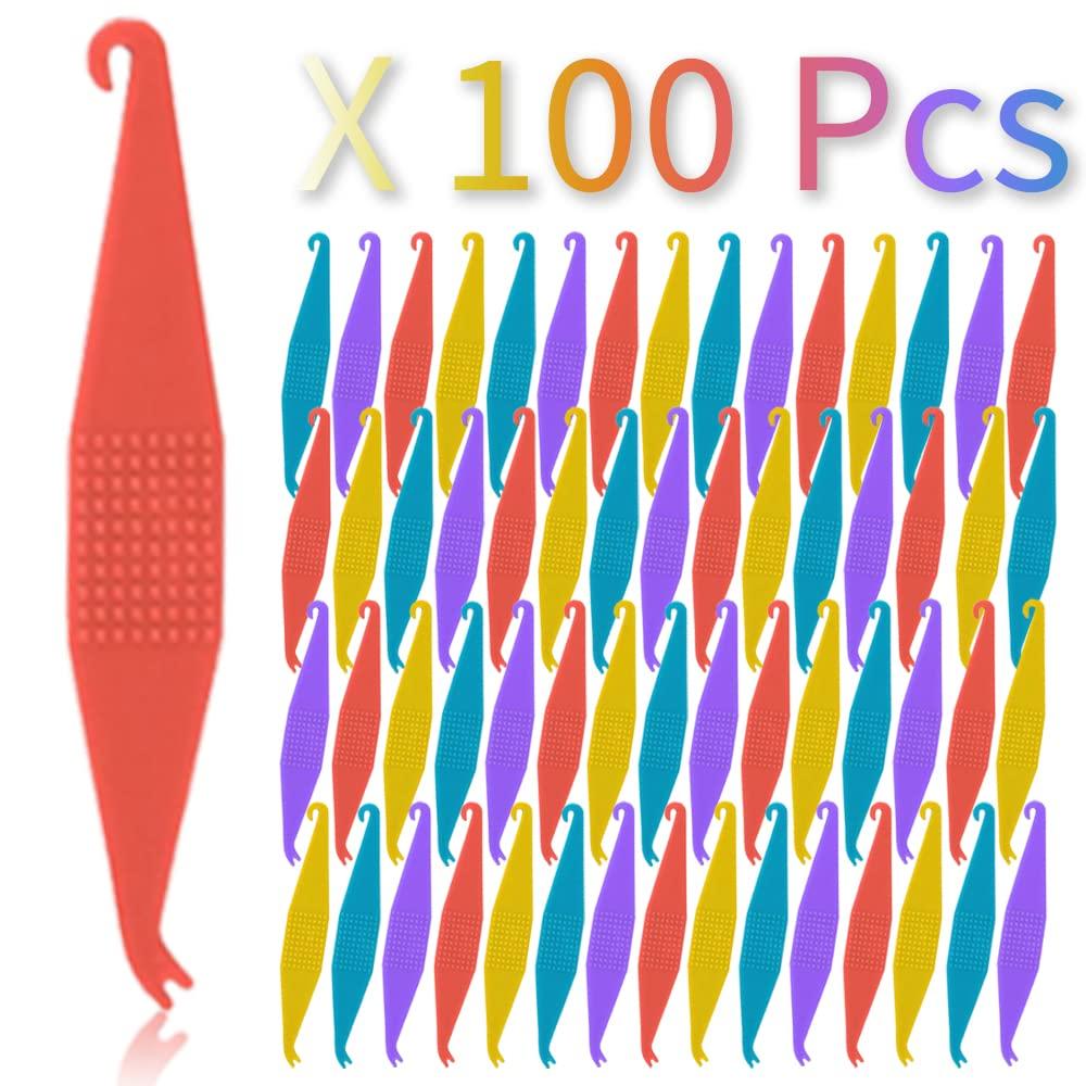 PISSION 100 Pack Braces Rubber Band Tool Dental Elastic Rubber Bands Placers for Braces Disposable Plastic Orthodontic Elastic Placers