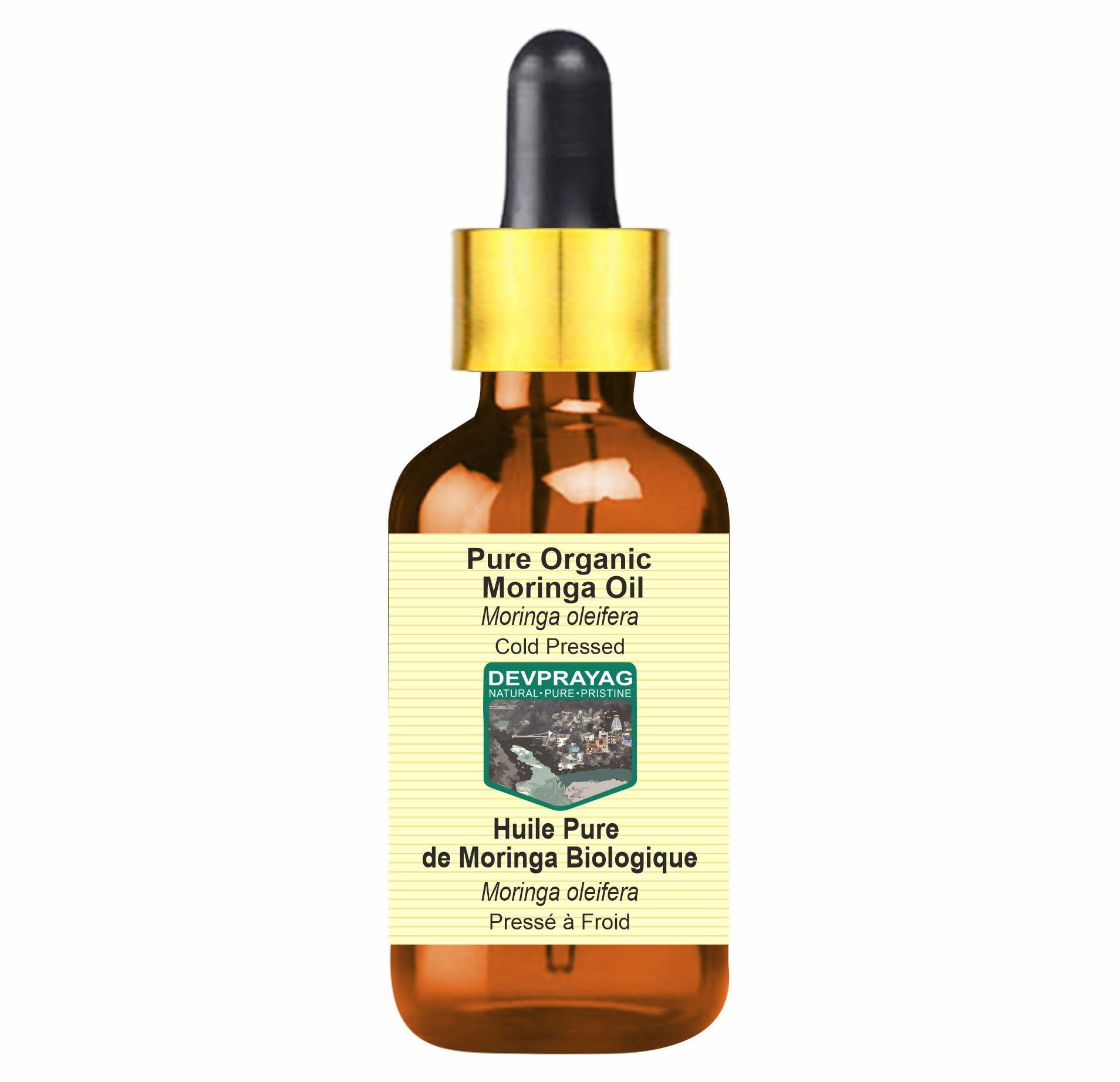 DEVPRAYAG DEVPRAYAG Pure Organic Moringa Oil (Moringa oleifera) with Glass Dropper Cold Pressed 5ml (0.16 oz)