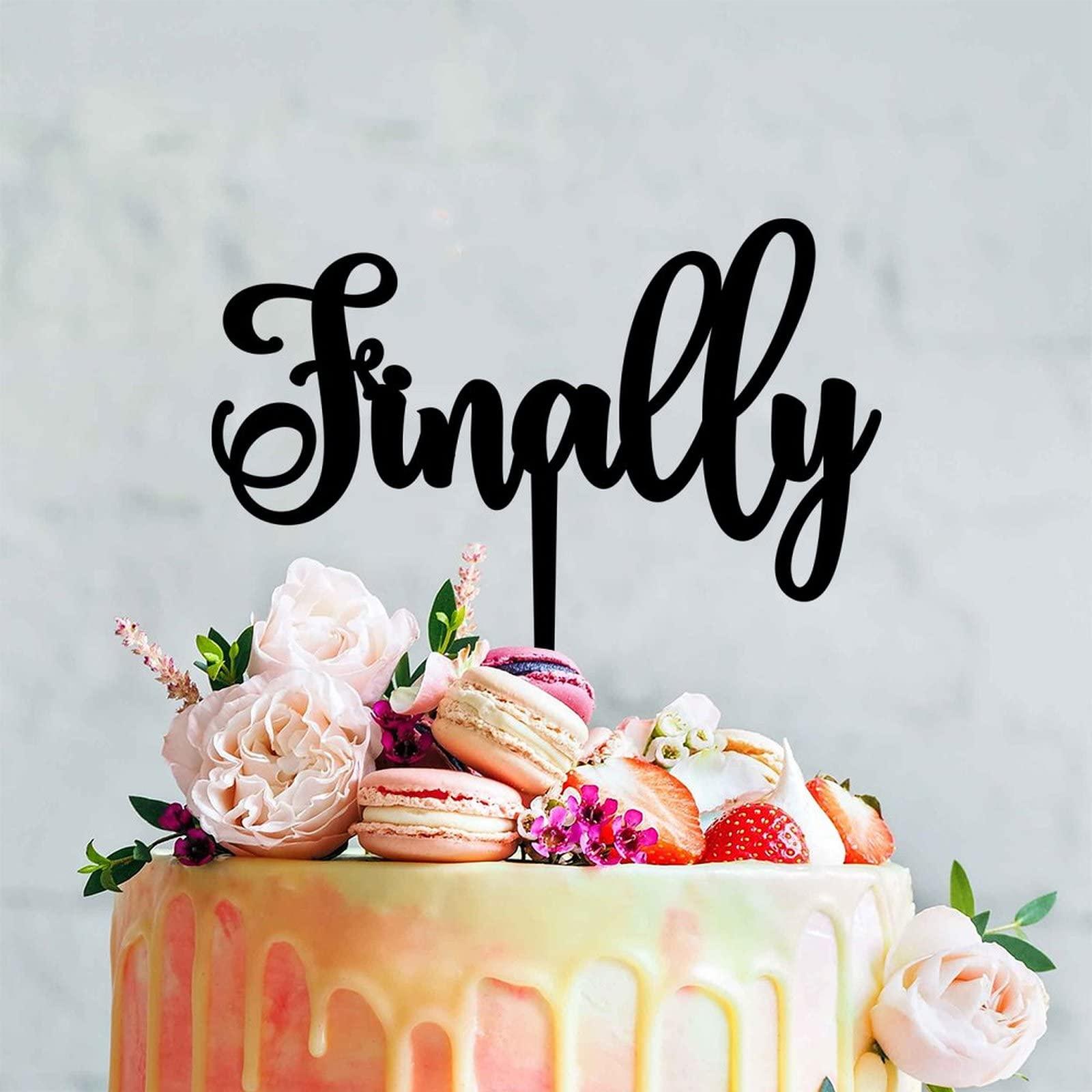 LetusZhogo Finally Wedding Cake Topper, Finally Black Acrylic Cake Topper Wedding Decor, Engagement Cake Topper Decor, Unique Funny Wedding Cake Toppers