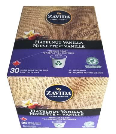 Zavida Zavida Hazelnut Vanilla Medium Roast Coffee, K-Cups, 30 Count, 330g/11.64 oz. Box (Imported from Canada)