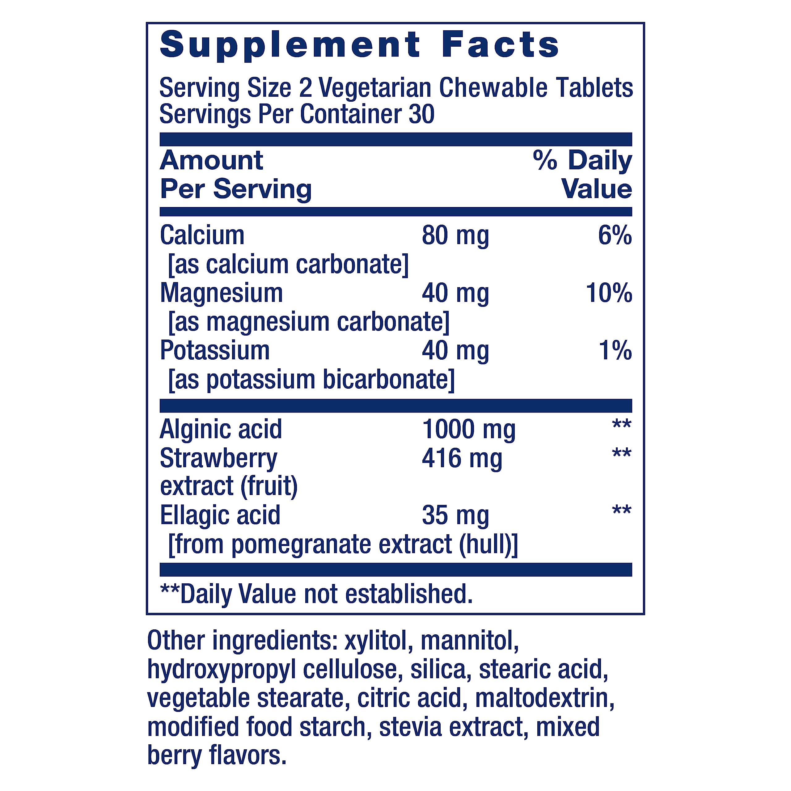 Life Extension Life Extension Esophageal Guardian, alginic Acid, Potassium Bicarbonate, get Long-Lasting Relief from gastric Distress, Vegetarian, Non-GMO, Gluten-Free, 60 Vegetarian chewable Tablets