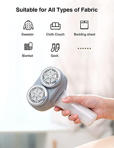 VASSON VASSON Fabric Shaver, Electric Lint Remover, Rechargeable Lint Shaver, Sweater Shavers to Remove Pilling, Large Fuzz Remover for Clothes Couch Furniture (Greyish White)