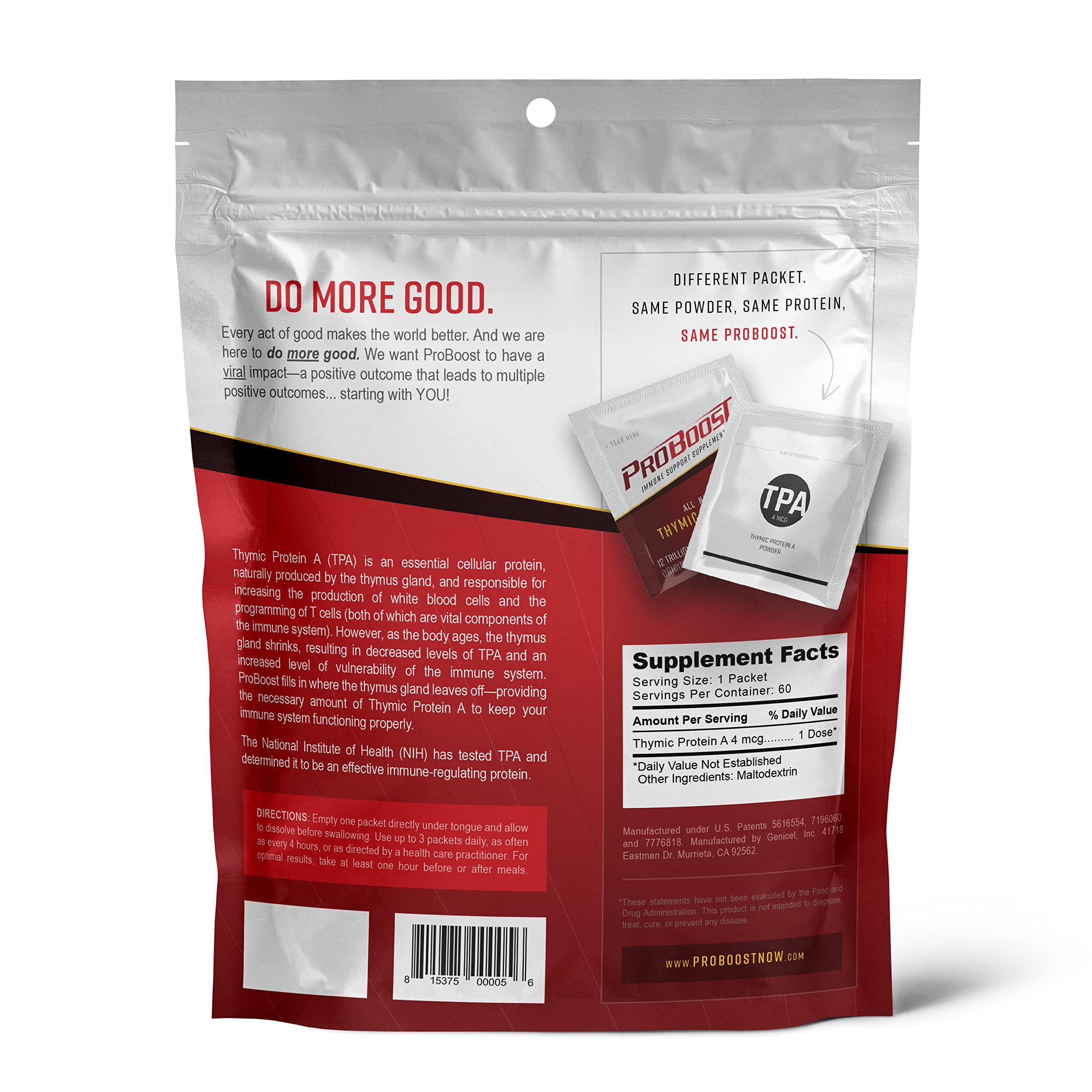 ProBoost ProBoost, 4 McG Thymic Protein A (TPA) Powder Packets - All Natural, Non-GMO, Immune Regulation and Support Supplement - 60 Packets, 4 McG TPA/Serving