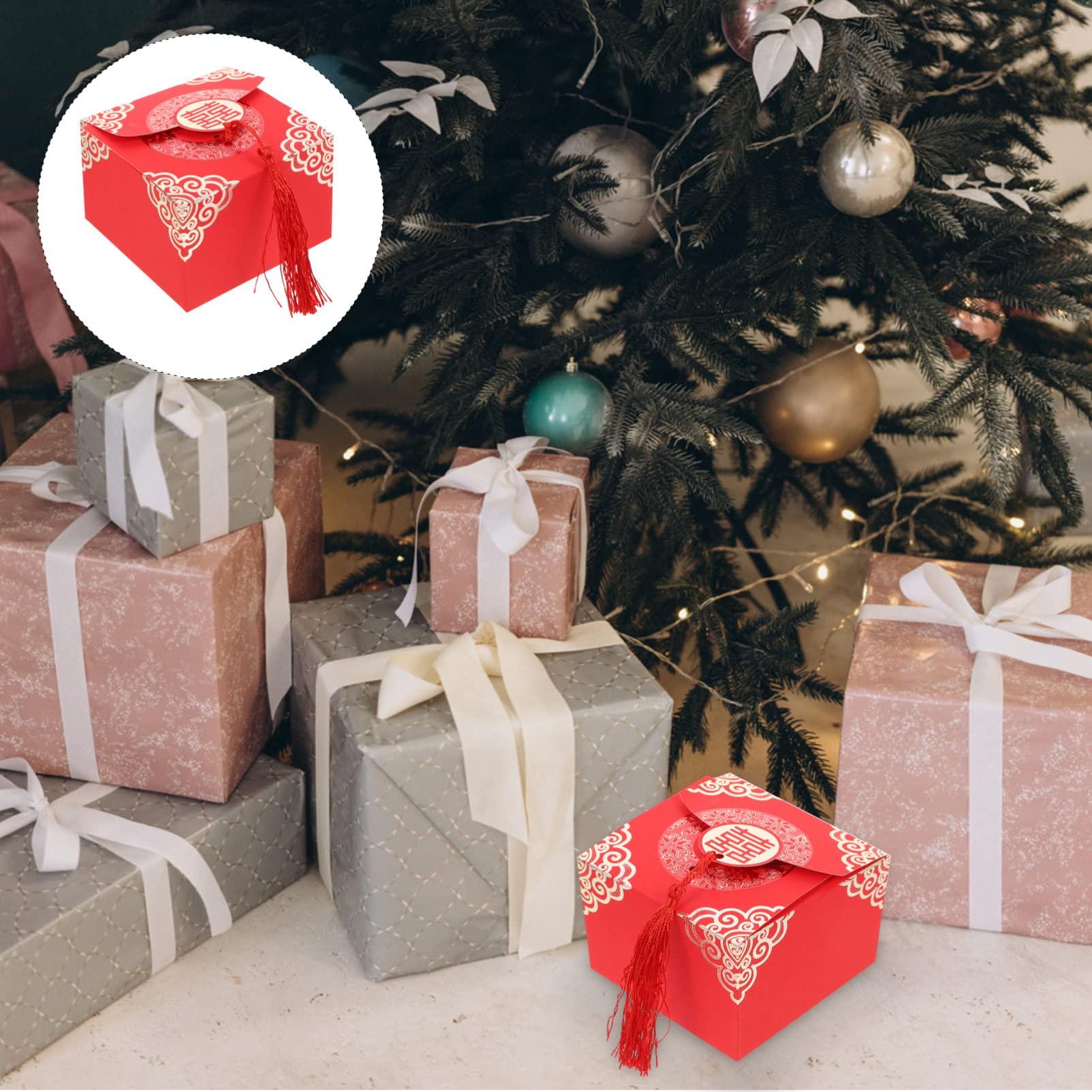 BESTOYARD BESTOYARD 20pcs Boxes Chinese Candy Box Cookie Container Red Tassel Wedding Candy Containers Chinese Tassel Wedding Party Favor Gift Packing Box Souvenir Box Chocolate Box Bride Paper