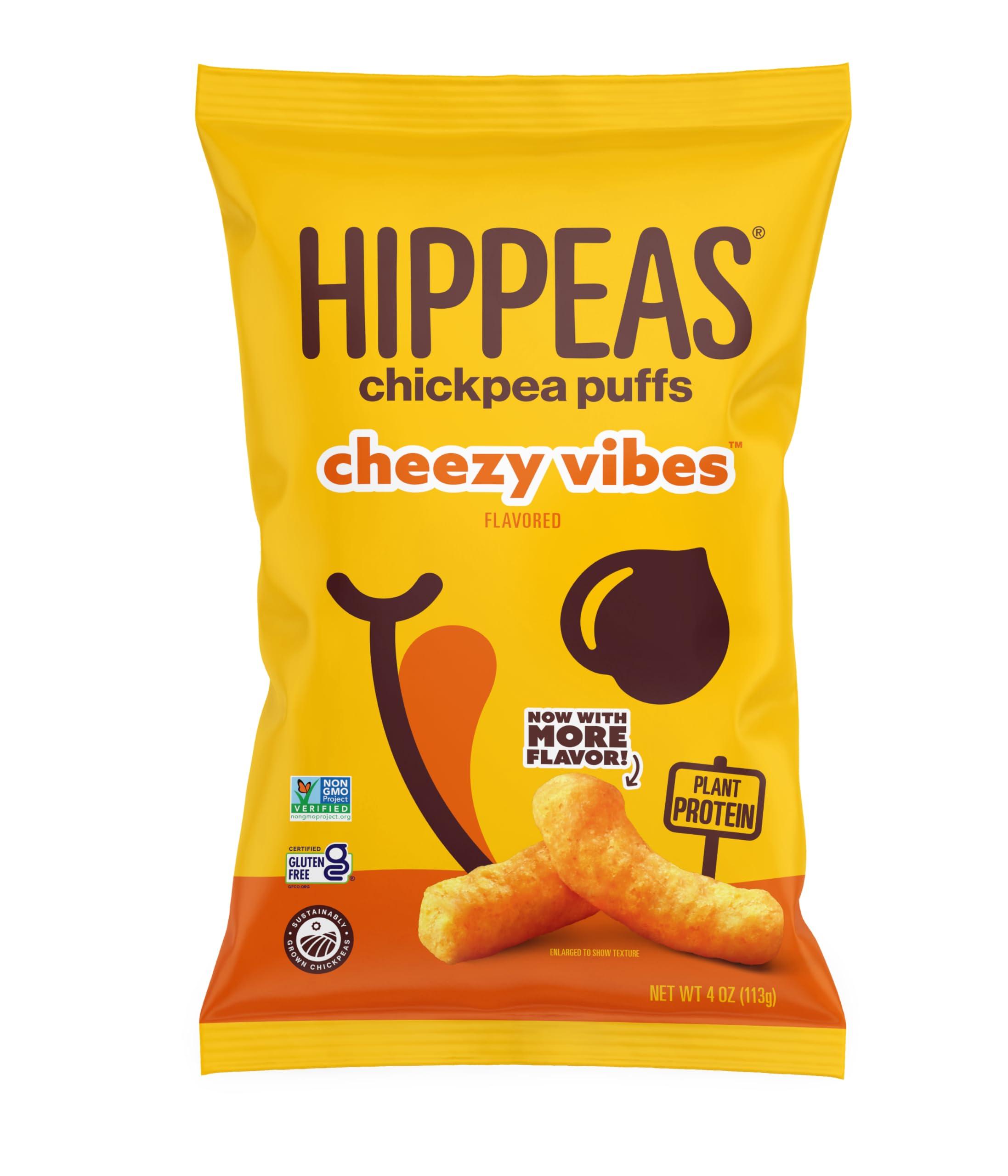 Hippeas Hippeas Chickpea Puffs, Nacho Vibes, 4 Ounce (Pack of 1), 4g Protein, 3g Fiber, Vegan, Gluten-Free, Crunchy, Plant Protein Snacks
