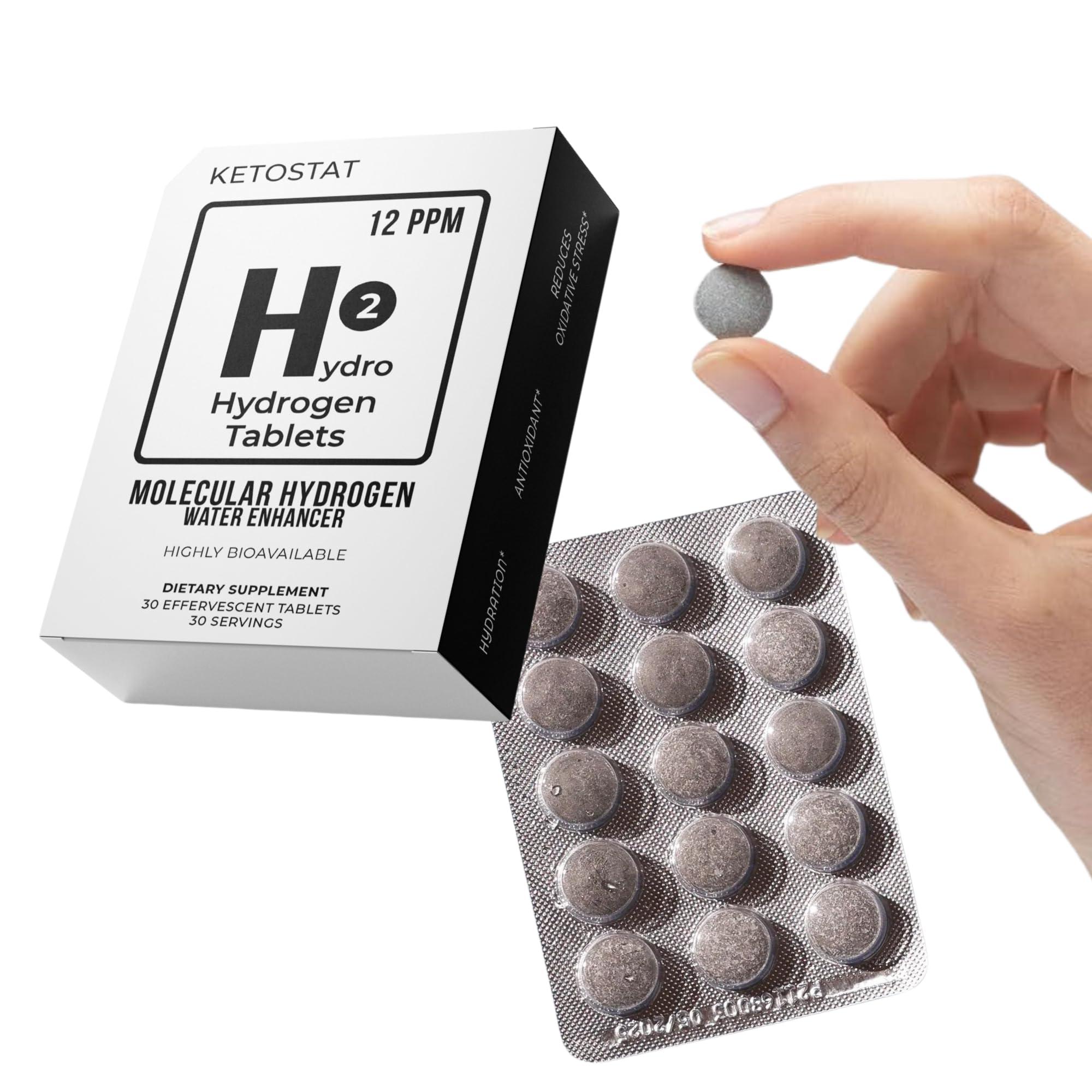 HYDRO HYDROGEN TABLETS Hydrogen Water (30 Tablets) Molecular Hydrogen Water Tablets Creates 12 PPM Hydrogen Drinking Water with Magnessium