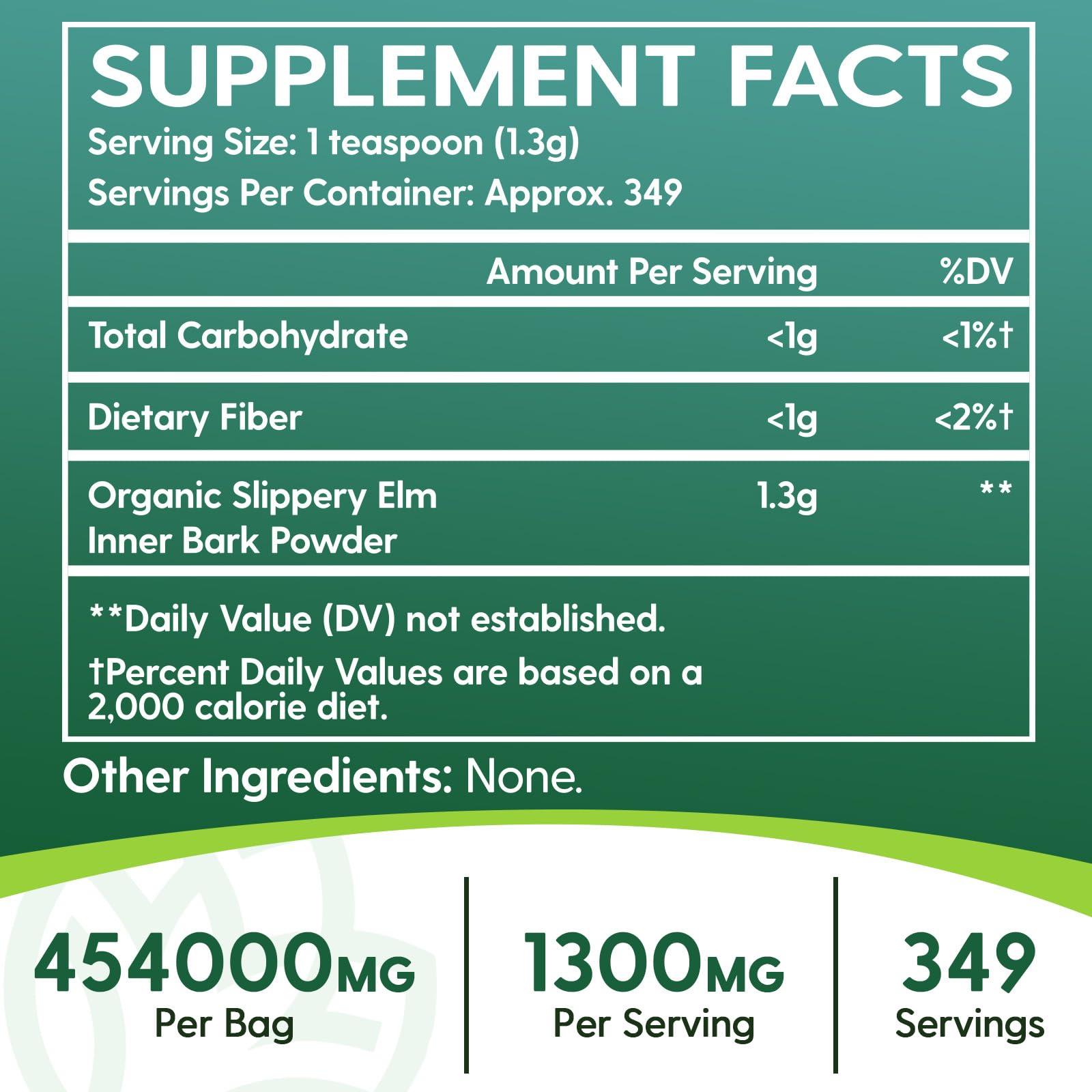 Meablewse Slippery Elm, with Superior Inner Bark Source, Slippery Elm Bark Natural Herb for Soothing Throat* & Digestive, Diarrhea, Gut Health, 100% Pure & Vegan, Non-GMO, Made in The USA, 1 lb (349 Serving)