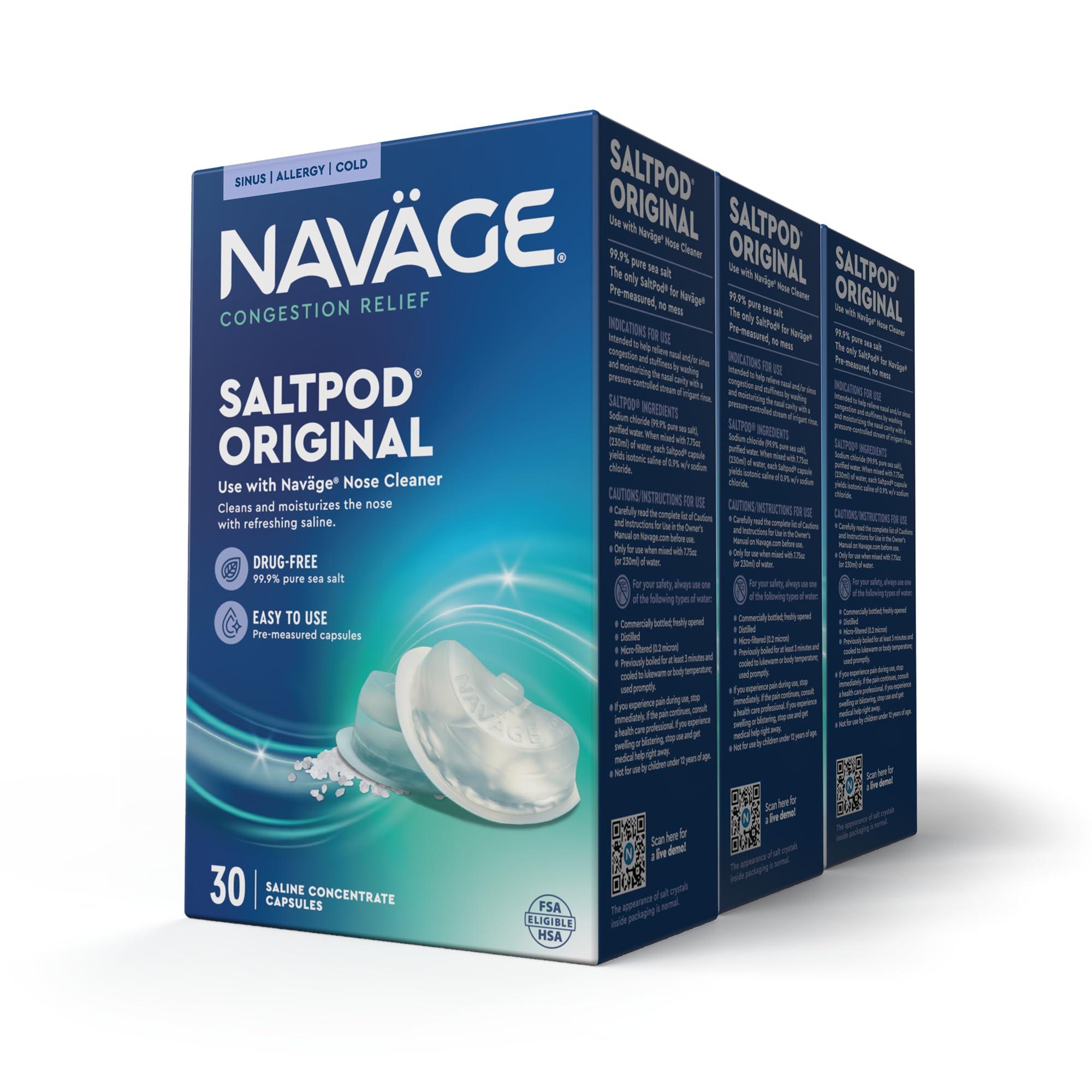 Navage Navage SaltPod Bundle 3 30-Packs (90 SaltPods) - Navage Salt Pod Refills Only - Exclusively Designed for The Navage Nasal Irrigation System - Sinus Rinse and Saline Pods for Fast and Soothing Relief