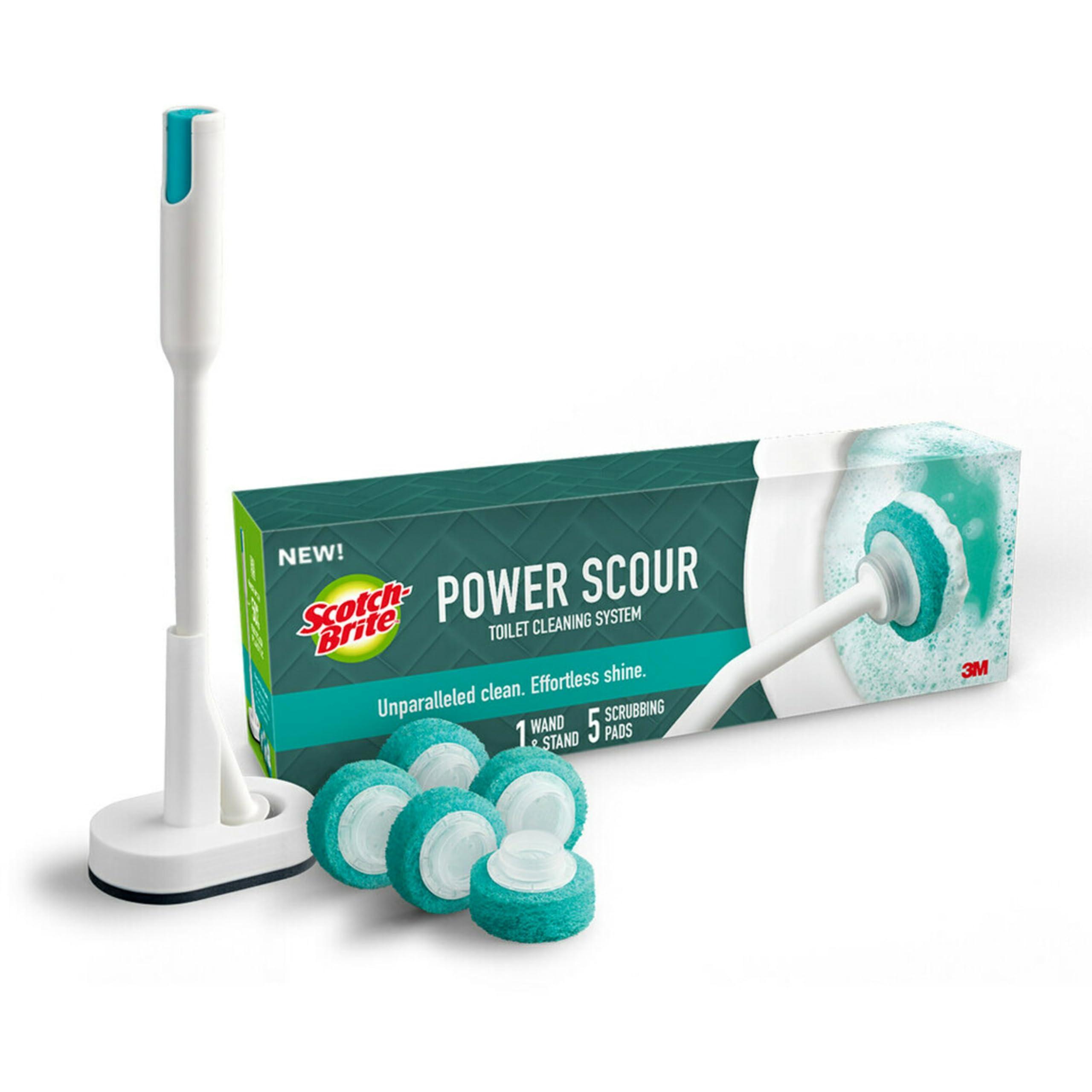 Scotch-Brite Scotch-Brite Power Scour Toilet Cleaning System, Toilet Bowl Cleaner with Disposable Scrub Pad Tablets, Includes 1 Wand, Stand and 5 Scrubbing Pad Refills