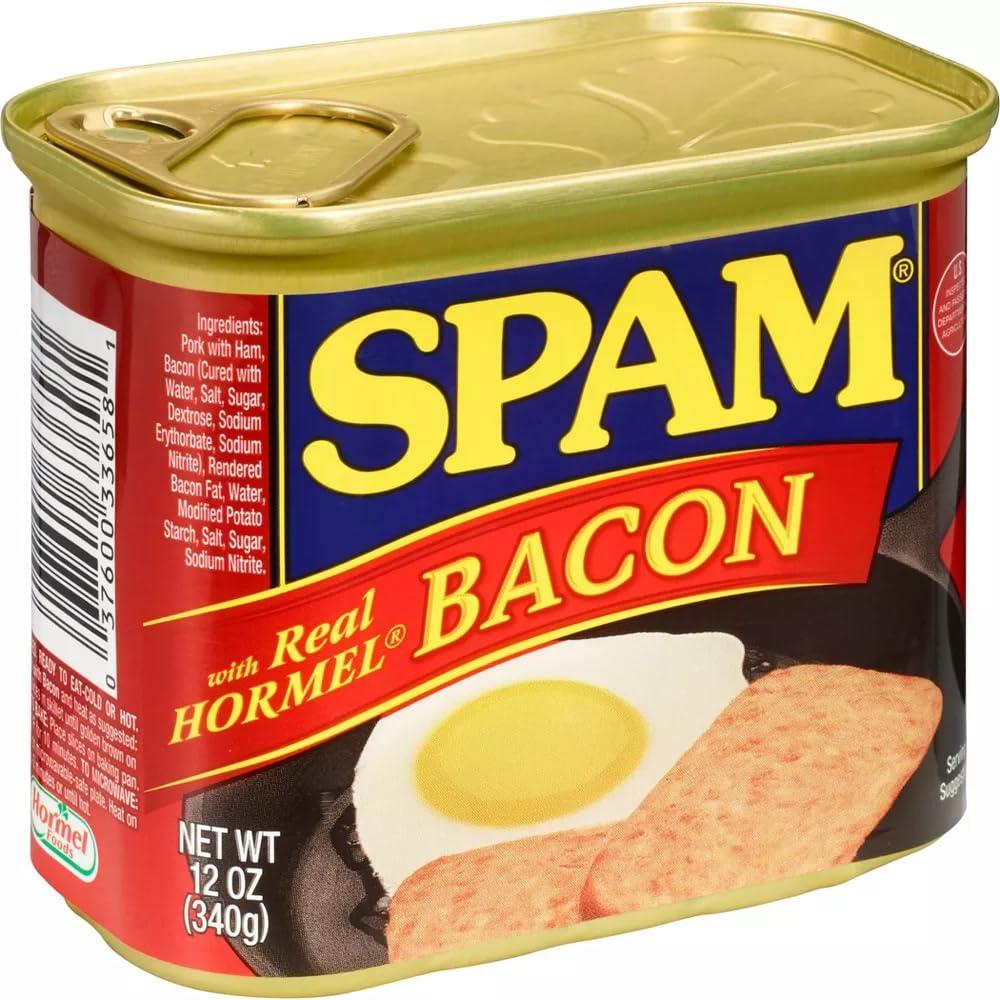 SPAM Spam Luncheon Meat Can, with Real Hormel Bacon, 12 Ounce (2 Count)