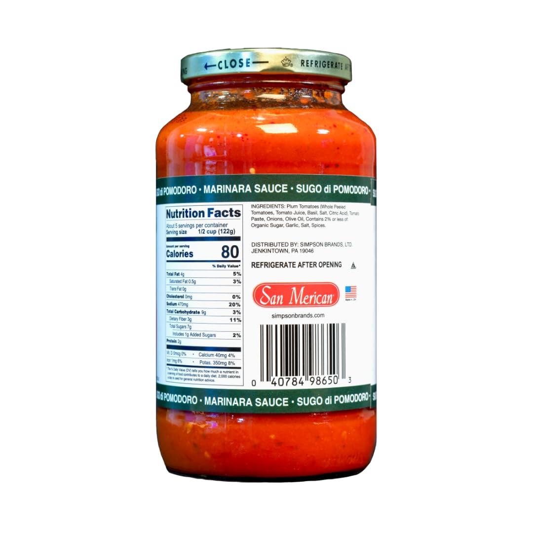 San Marzano SMT San Merican Tomato Marinara Sauce - Marinara Pasta Sauce from Fully Ripened Tomatoes, 23.5 oz (Pack of 2)