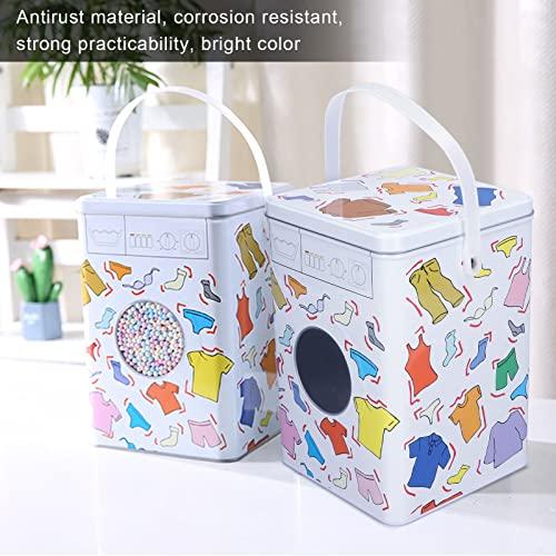 Pssopp Metal Laundry Powder Tin, Laundry Powder Detergent Storage Box Washing Machine Appearance Washing Powder Tablet Storage Container