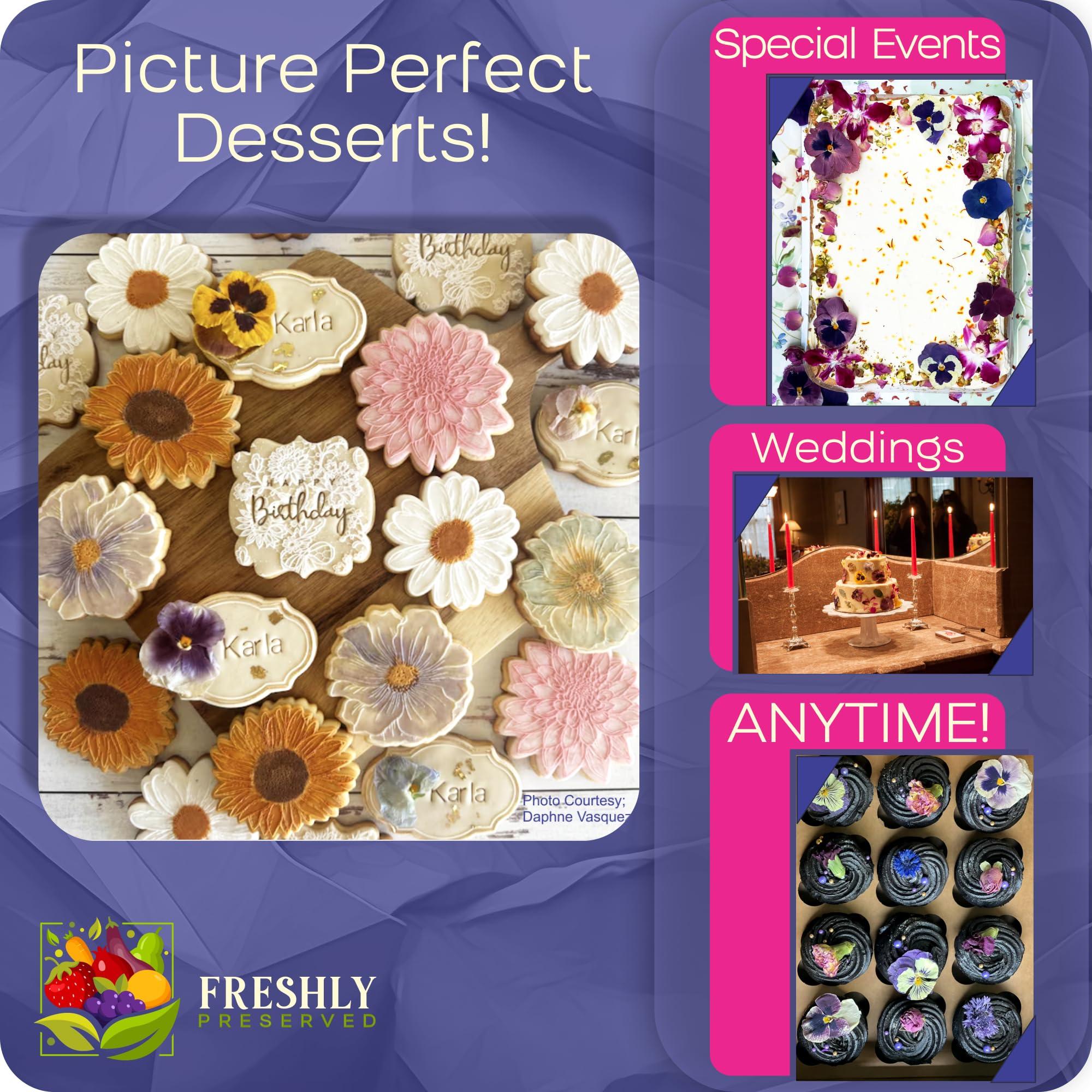 FRESHLY PRESERVED Pansy Edible Flowers for Cocktails & Desserts - 20 USA-Grown Freeze-Dried Flowers for Drink Garnish - Edible Dried Flowers (0.2 oz)