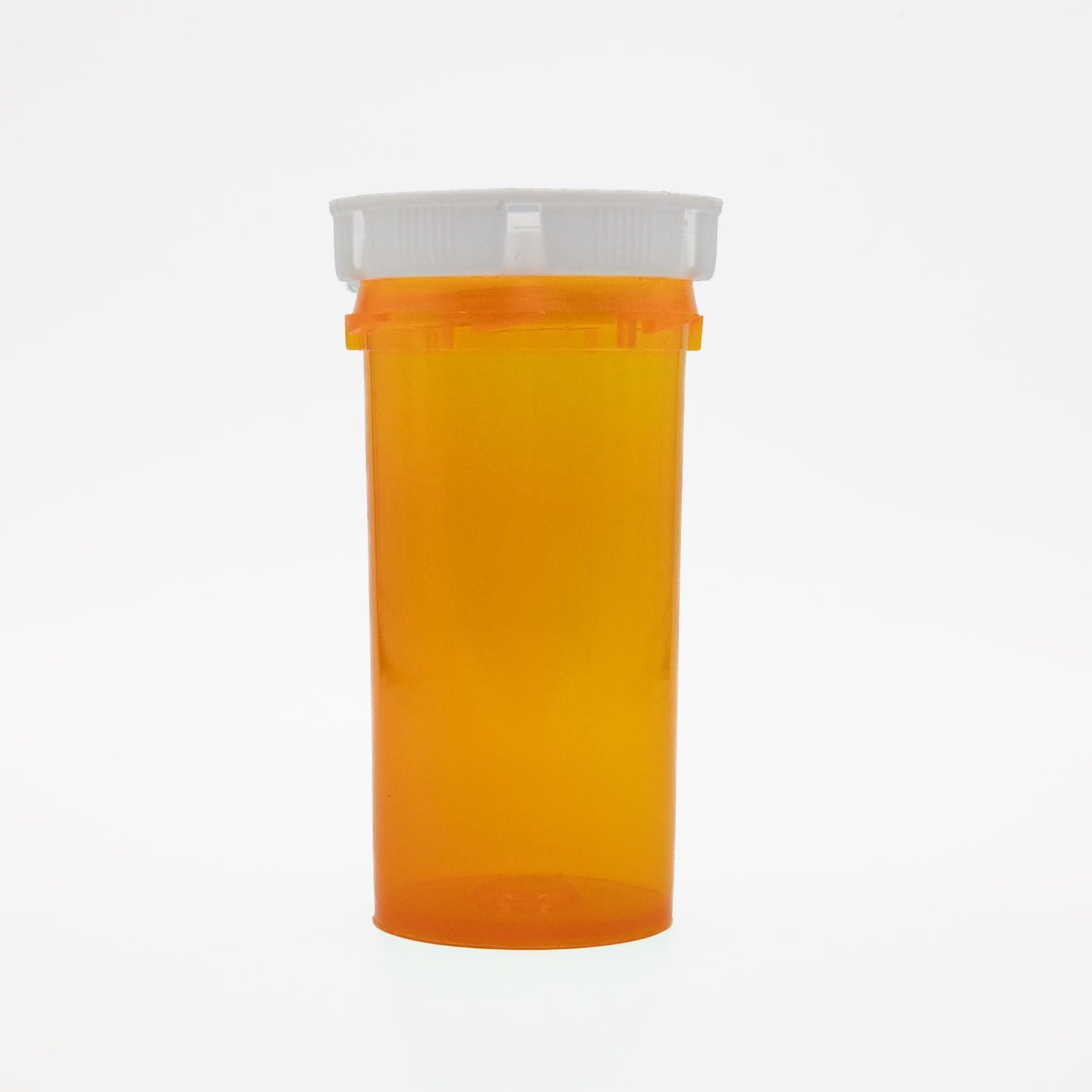 The Plastic Lab 12 Dram Plastic Pill Bottles with Child-Resistant Cap (pack of 275 bottles) , Amber Reversible Cap Prescription Vials , Plastic Medicine Containers, Push Down and Turn - Airtight Pharmacy Pill Bottles