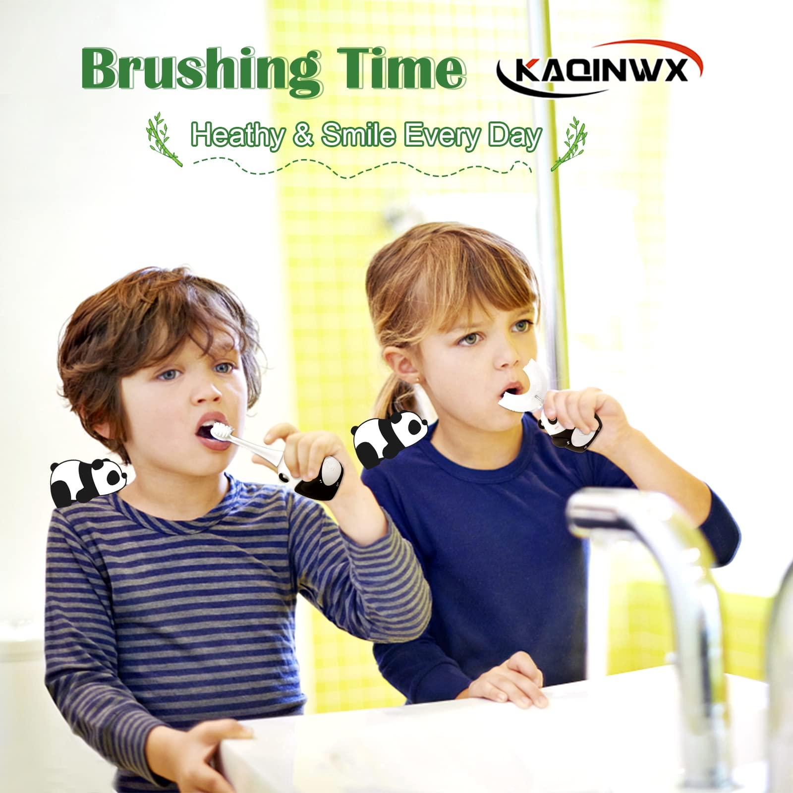 KAQINWX KAQINWX Kids Electric Toothbrushes, U Shaped Toddler Toothbrush, Panda Ultrasonic Kids Toothbrush with Smart Timer, 3 Brush Heads Replacement, 3 Clean Modes