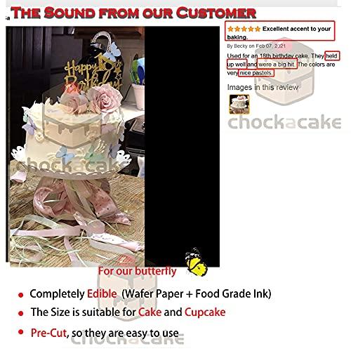 Sylvia&Vicky CHOCKACAKE Edible Wafer Paper Butterflies - Set of 24 Purple Pink Green - Cake Decorations, Cupcake Topper