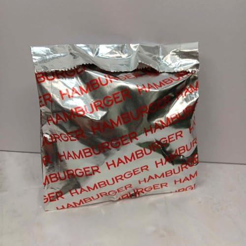 Oasis Supply Large Foil Hamburger/Sandwich Bags - Grease Resistant, Keeps them Hot -Words in Red say - "Hamburger" 100 Count
