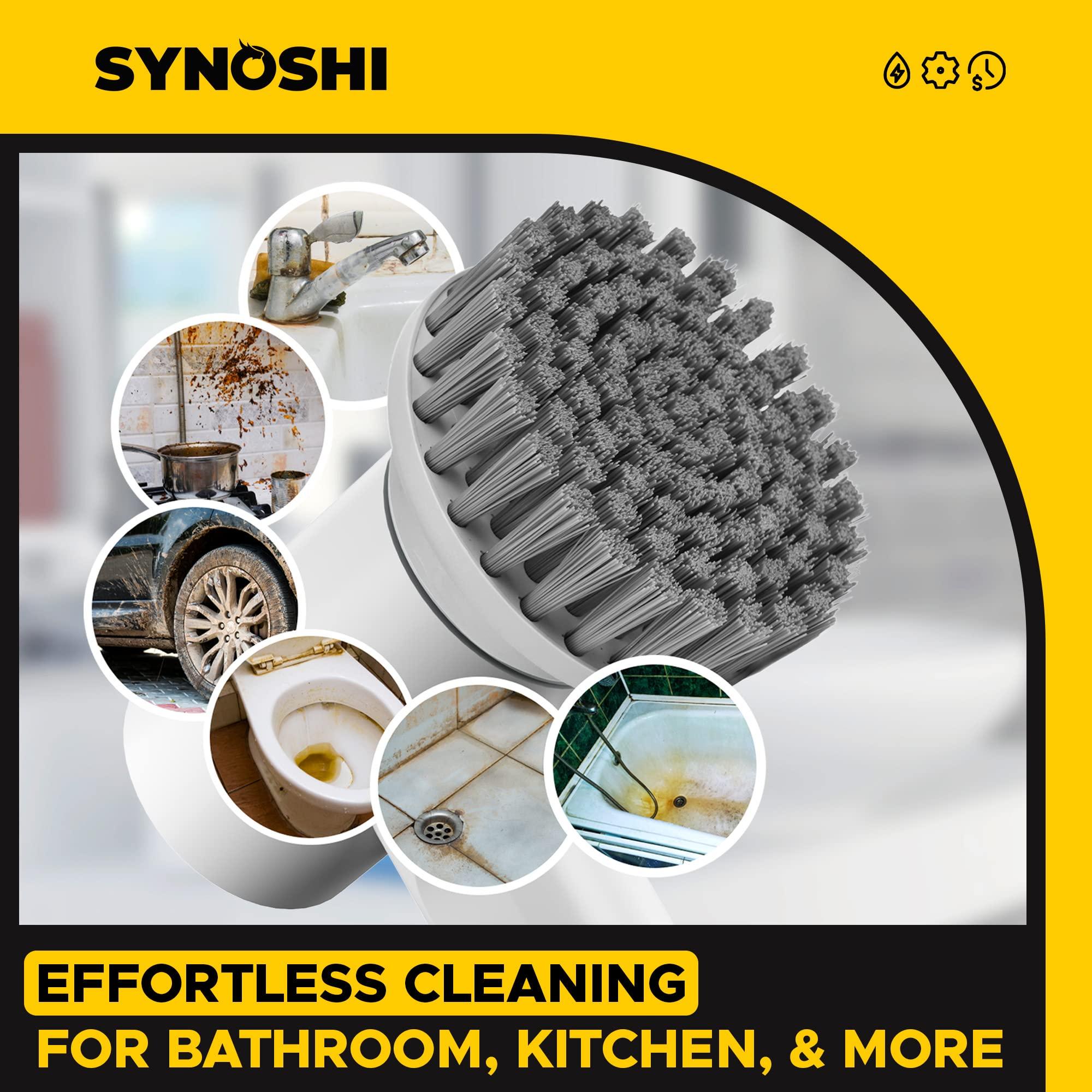 SYNOSHI SYNOSHI | Electric Spin Scrubber with 3 Replaceable Cleaning Head + 6 Units of Sponge Brush Heads, Power Cleaning Brush, Cordless Waterproof Scrubber with Dual Speed