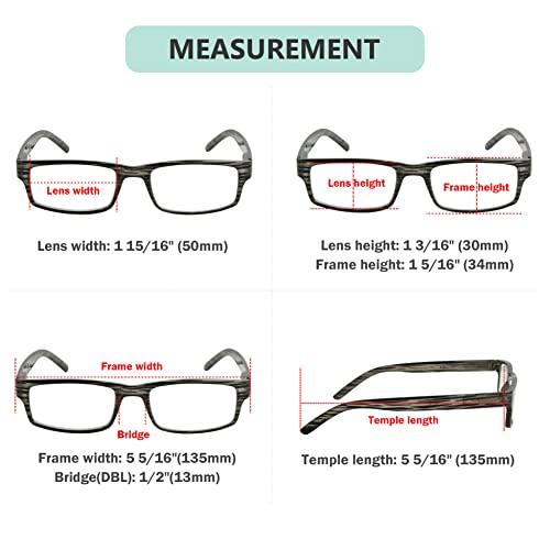 Eyekepper Eyekepper Spring Hinge Striped Reading Glasses (3 Pairs) Men Includes Sunshine Readers +2.5