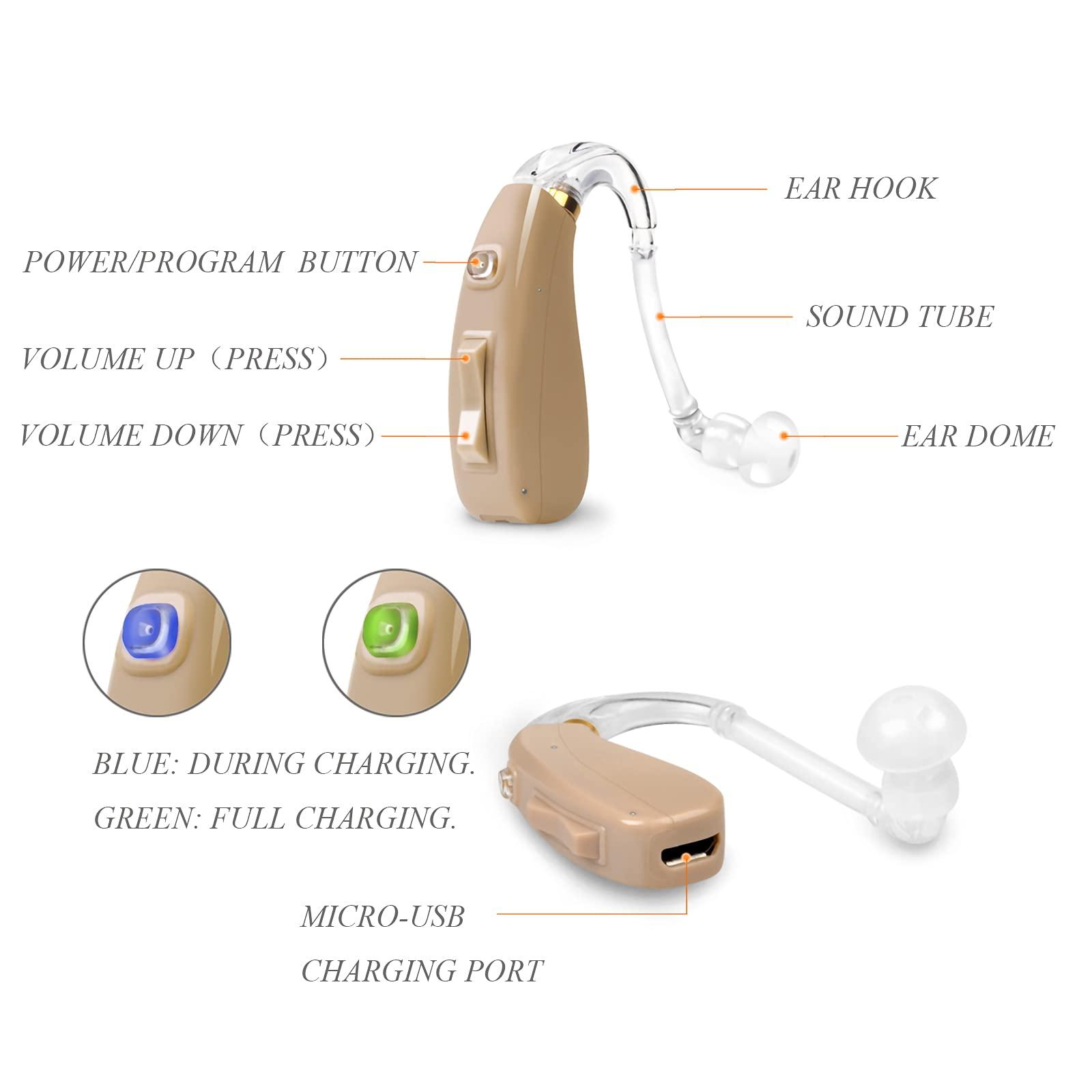 Banglijian Banglijian Hearing Aid Rechargeable Ziv-201 Digital Noise Reduction and Feedback Cancellation Small Size (Two Units)