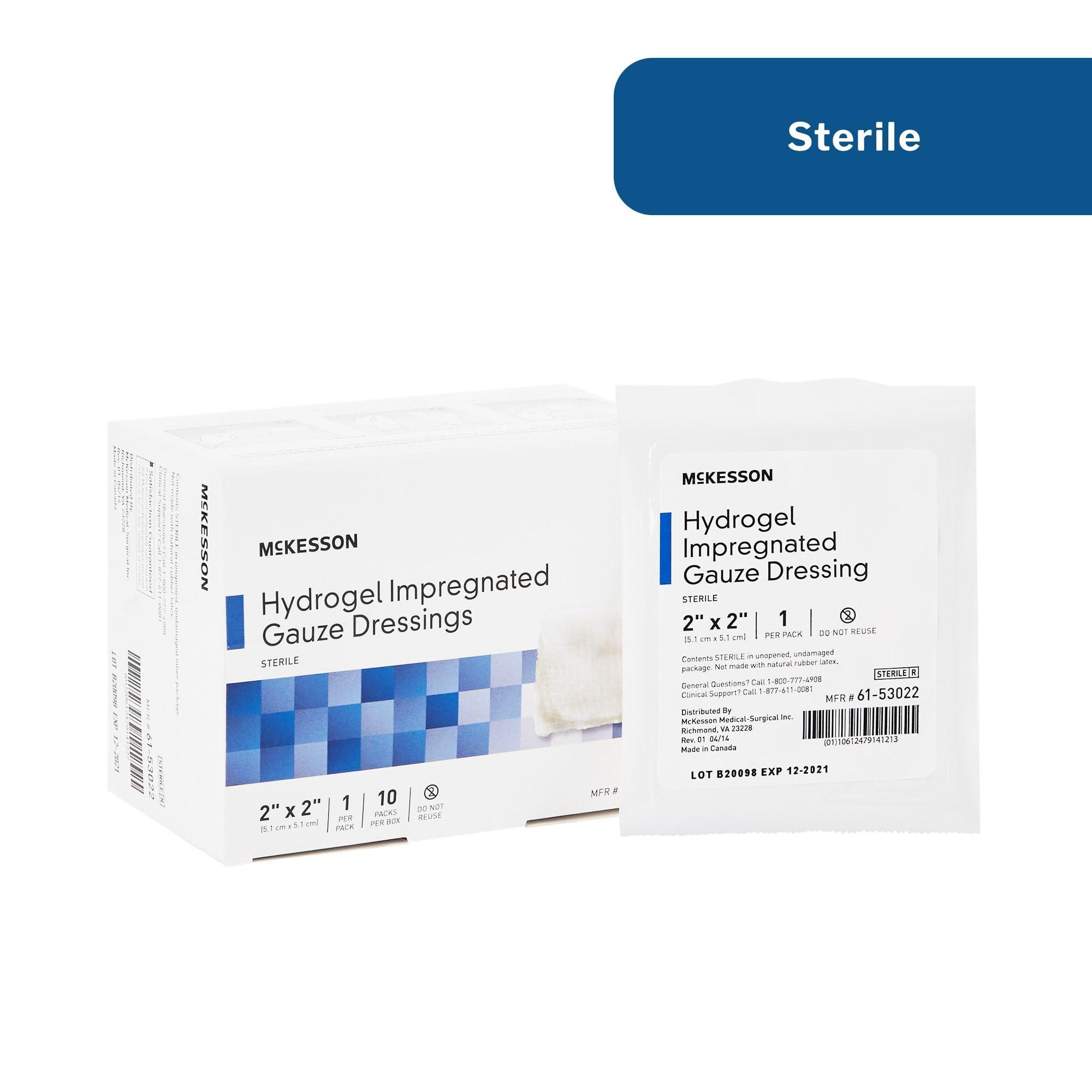 McKesson McKesson Hydrogel Impregnated Gauze Dressing, Sterile, 2 in x 2 in, 10 Count, 4 Packs, 40 Total