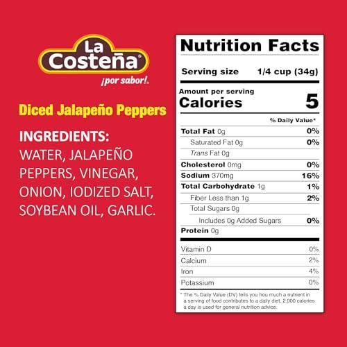 La Costeña La Costeña Diced Jalapeño Peppers, 13.4 ounce can (Pack of 12)