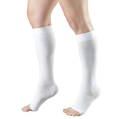 Truform Truform 20-30 mmHg Compression Stocking for Men and Women, Knee High Length, Open Toe, White, Small