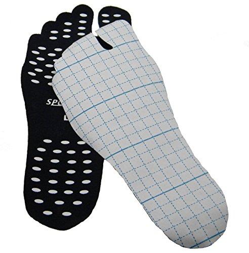 Sport28 (2 Pair) Bare Feet Pads Summer Sole Protection for Bare Naked feet, Fun Daily wear! (Unisex US Shoe Size (4-5), Black)