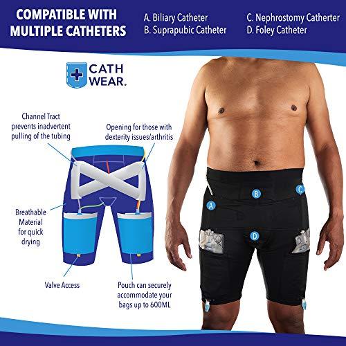 CATH WEAR Cathwear Catheter Leg Bag Underwear - Leg Bag Holder for Men & Women| Medicare Approved -Compatible with Foley, Nephrostomy, Suprapubic & Biliary Catheters Holds (2) 600ml Leg Bags - Black - XX-Large