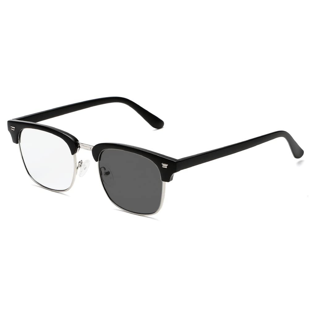 ZAMGIC ZAMGIC Photochromic Sunglasses Blue Light Blocking Glasses for Men and Women Day Night Multi-use Eyeglasses (Shiny Black)