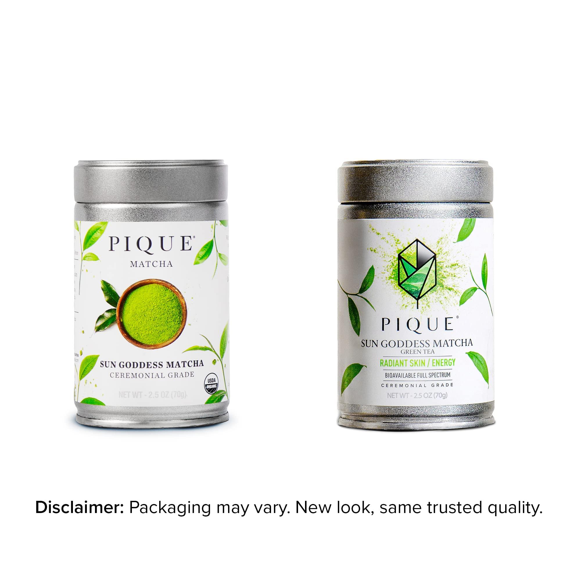 PIQUE Pique Organic Sun Goddess Matcha Tin - Ceremonial Grade Matcha Green Tea Powder, Supports Radiant Skin, Calm Energy (2.5 ounce)