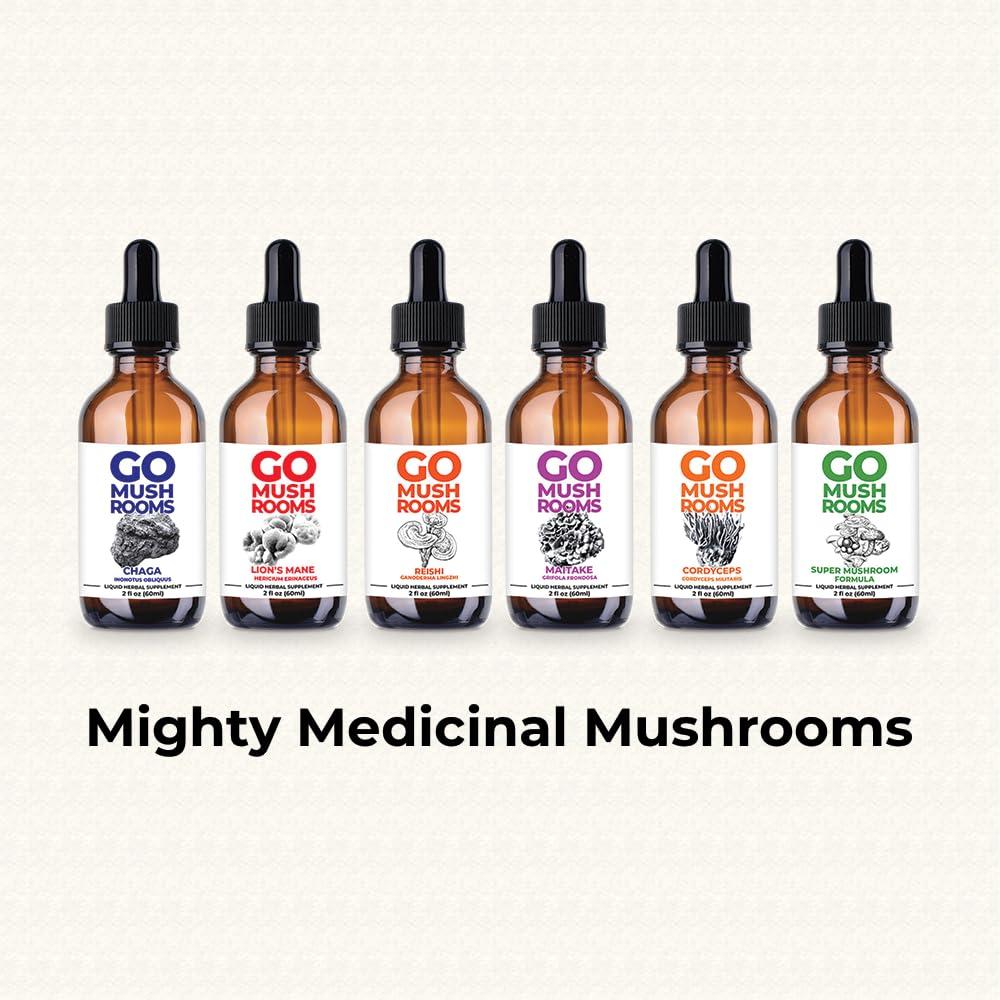 GO Mushrooms GO Mushrooms LionS Mane Tincture - Dual Extracted Fruiting Body Mushroom Supplement for Focus & Memory - Lions Mane Immune & Nervous System Support - 2 fl oz (60 Servings)*