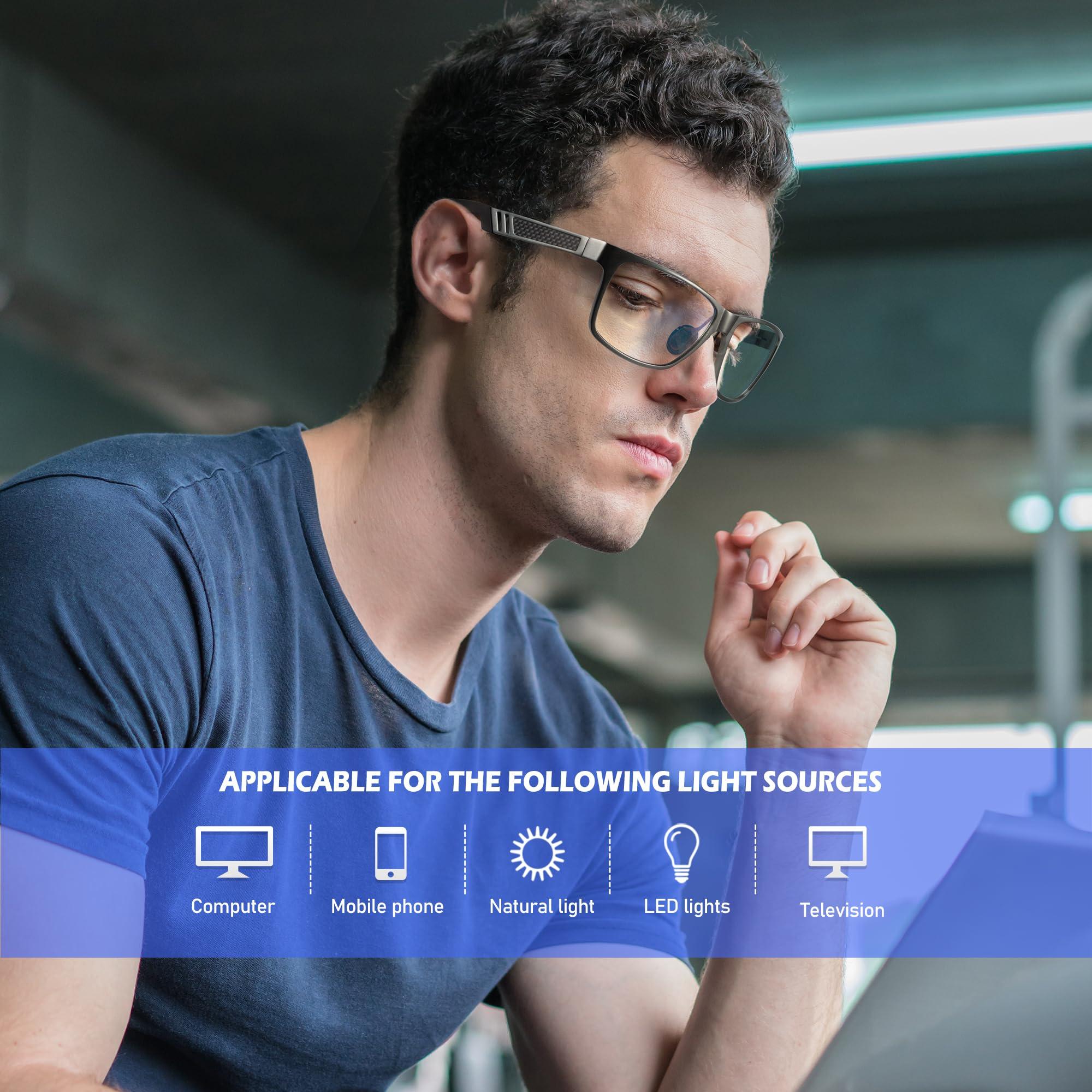 ANYLUV ANYLUV Blue Light Blocking Glasses Men Computer Gaming Glasses Lightweight Al-Mg Metal Anti Eyestrain UV400 Clear Lens Eye Protection