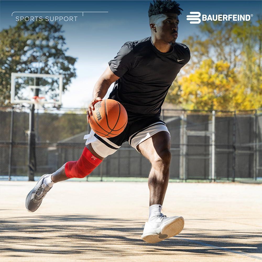 Bauerfeind Bauerfeind Sports Compression Knee Support NBA - Lightweight Design with Gripping Zones for Basketball Knee Pain Relief & Performance with Team Designs (Black, S)