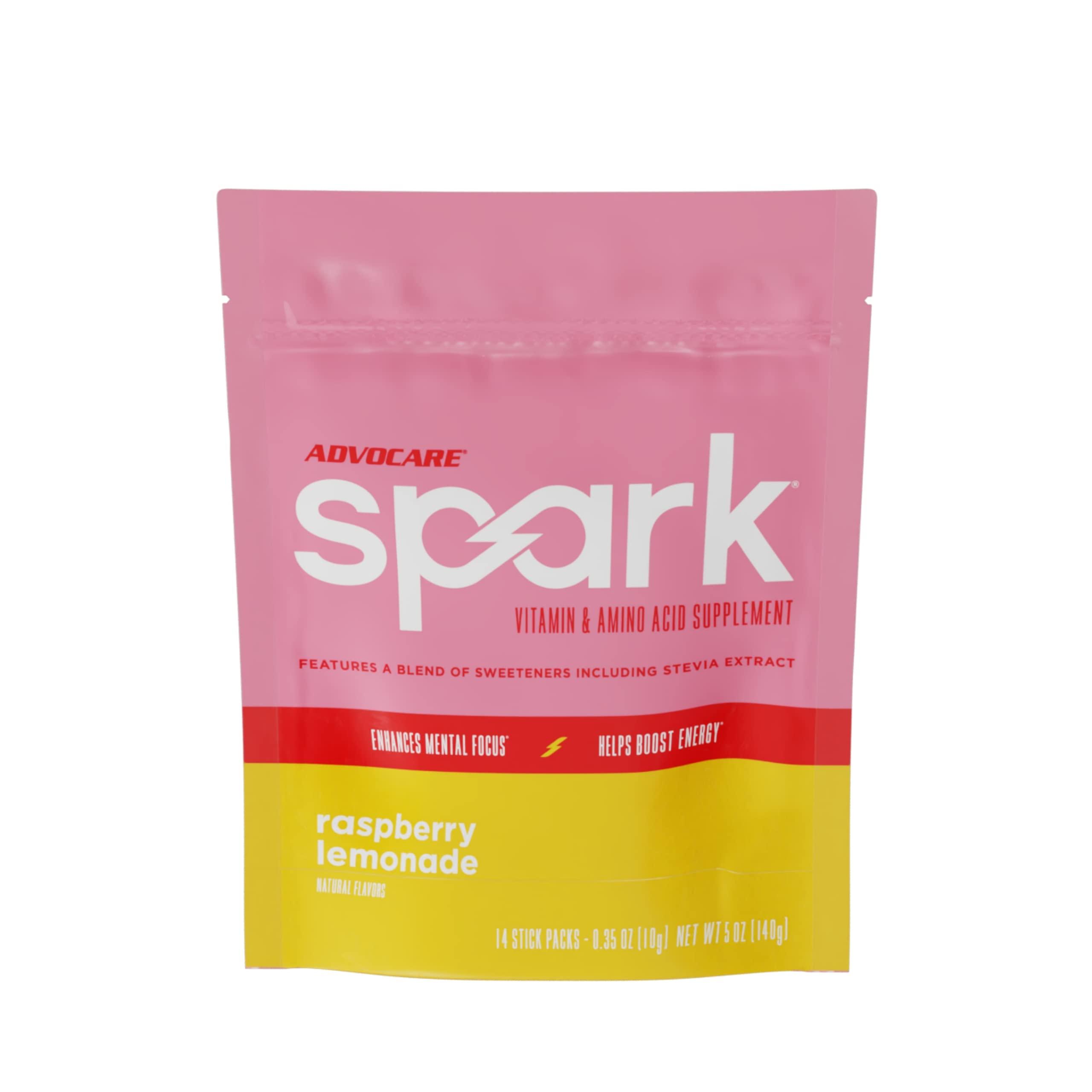 AdvoCare AdvoCare Spark Vitamin & Amino Acid Supplement - Sugar-Free Focus & Energy Drink Powder with Vitamins A, C, E & B-12 - Raspberry Lemonade, 14 Stick Packs