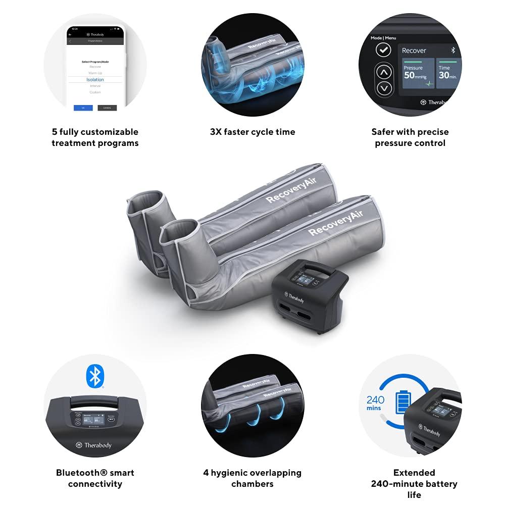 TheraGun TheraGun Therabody RecoveryAir PRO Massage Compression Boots - Leg Compression Sleeve & Massager for Circulation & Pain Relief, Muscle Recovery, Swelling and Stiffness in Knee & Calf (Small - 2nd Gen)