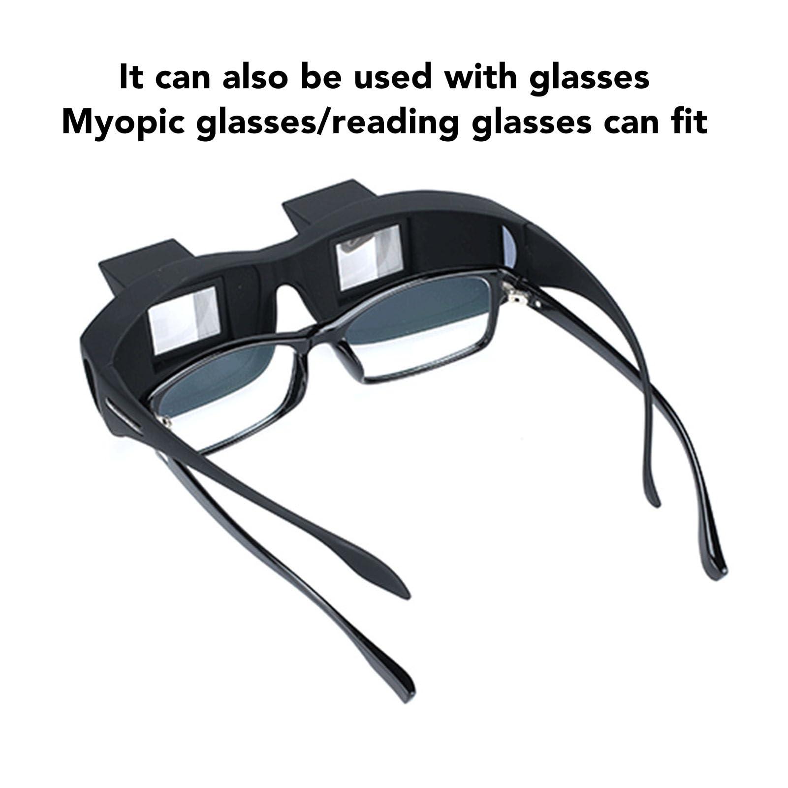 GOWENIC Lazy Glasses Bed Prism Glasses, Horizontal Spectacles HD Lie Down Eyeglasses for Lying Down Reading and Watching TV, 90 Horizontal Reflection, Black