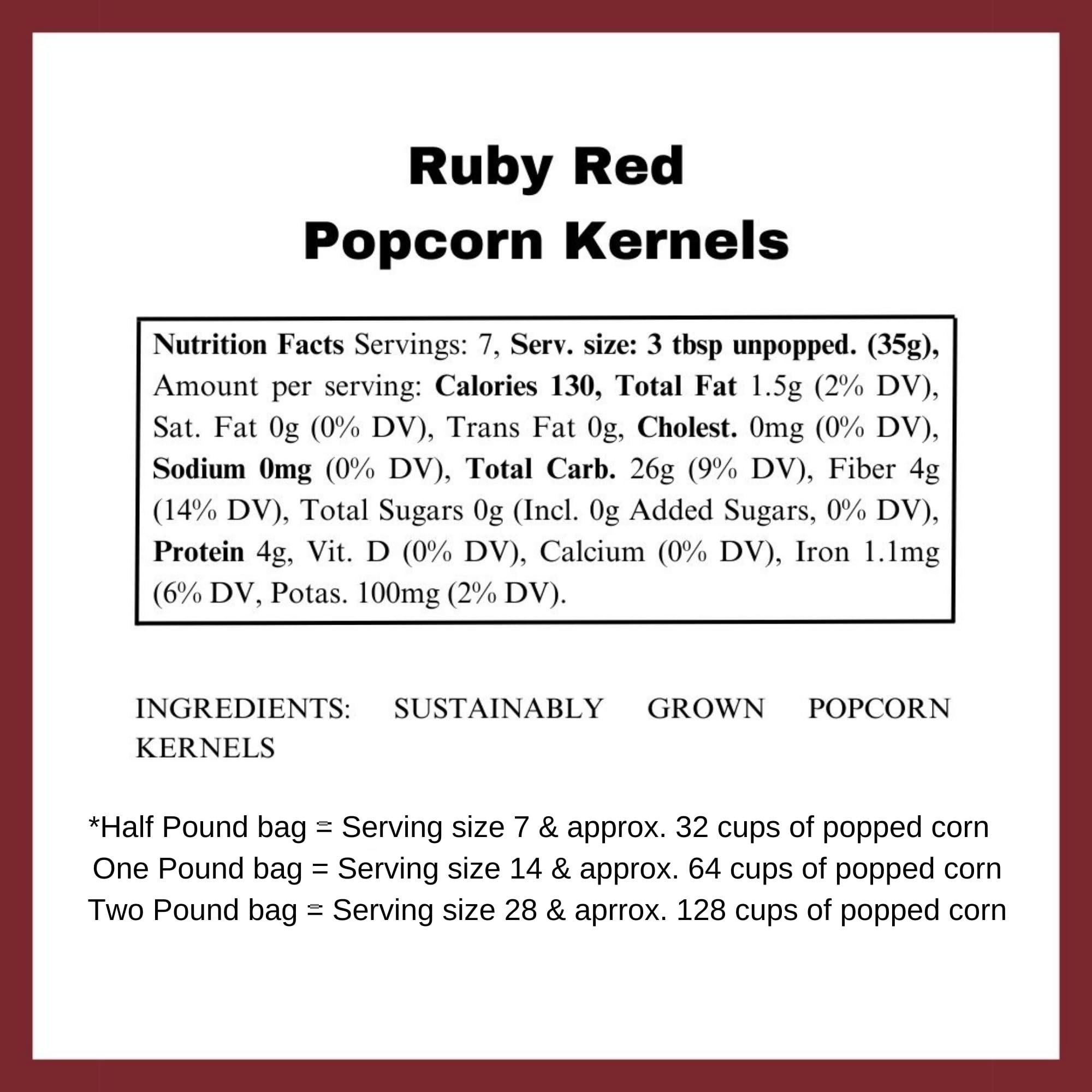 DELL COVE SPICES & MORE Ruby Red Popcorn Kernels - Best Gourmet Popcorn for Home Movie Nights & Popcorn Machines - Dell Cove Spices, One Pound