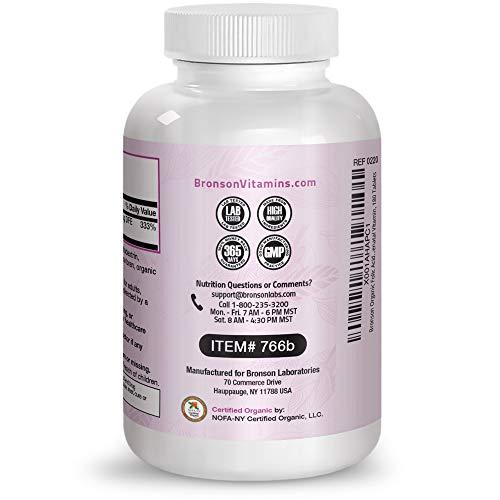 Bronson Bronson Organic Folic Acid (Vitamin B9 Folate) 800 mcg Natural Folate from Lemon Peel, 180 Tablets