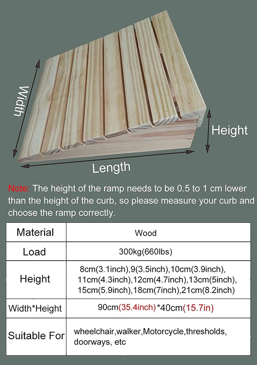 BKEKM Wheelchair Ramp Wooden Wheelchair Ramp Portable Threshold Ramp Handicap Ramps with Handles for Front Door/Garden Steps Scooter Ramp Anti-Slip