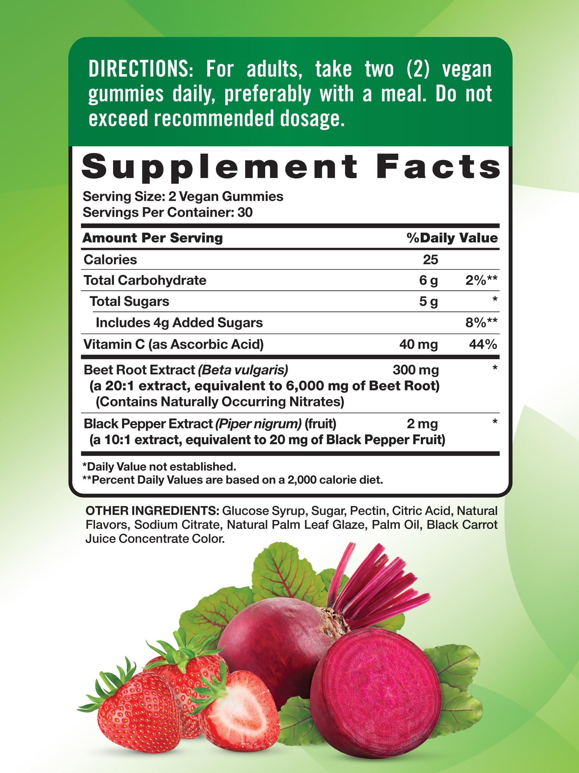 Nature's Truth Nature\'s Truth Beet Root Gummies | 60 Count | Super Food | with Black Pepper | Strawberry Flavor | Vegan, Non-GMO & Gluten Free Supplement