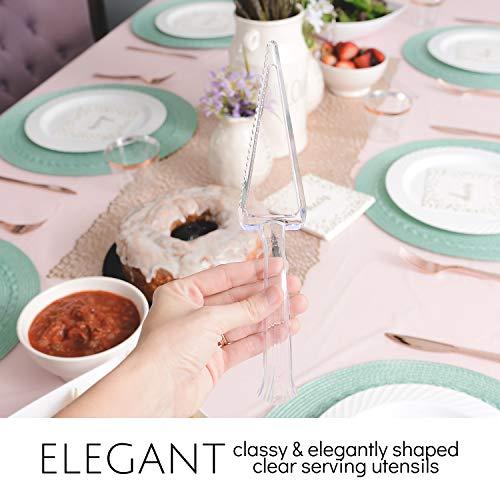 PLASTICPRO Plasticpro Disposable Plastic Cake Cutter Durable Heavy Duty Premium Serving Utensils Clear Pack of 4