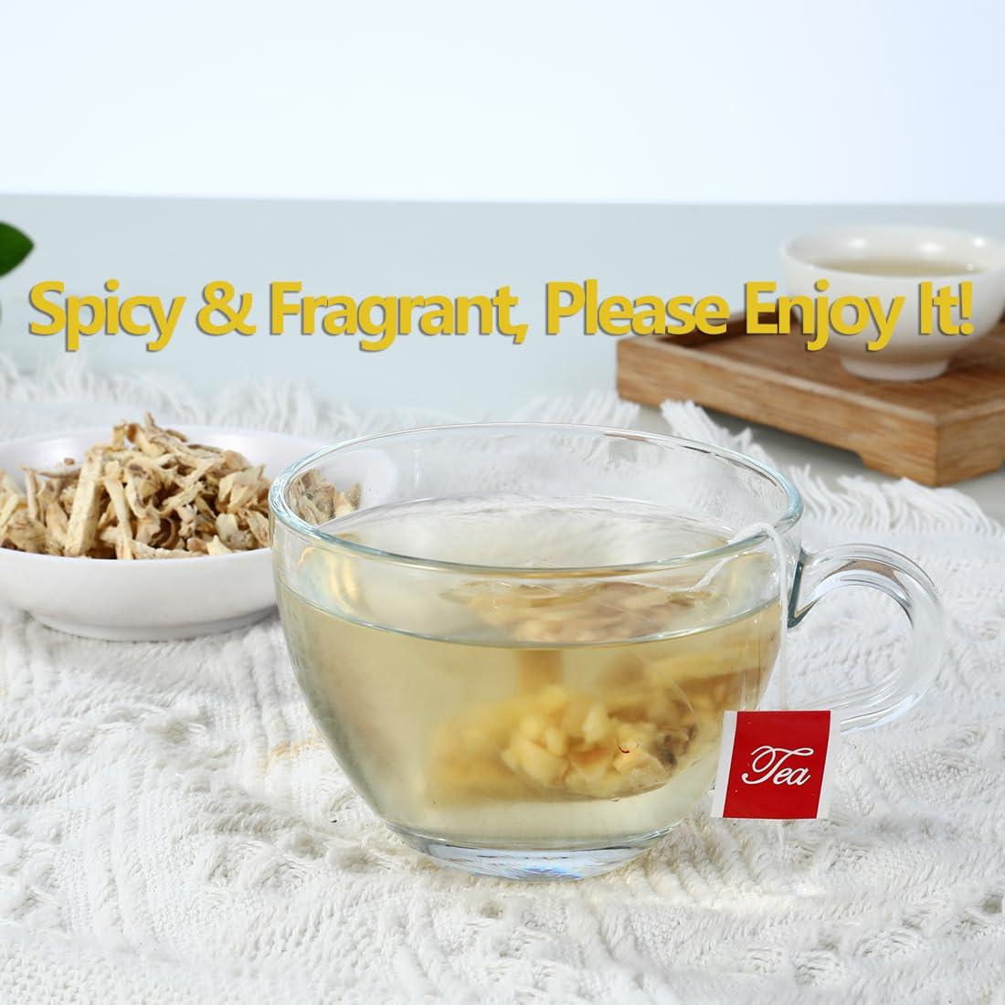 ULTHMOK 60 Premium Ginger Tea Bags, Made with 100% Natural Ginger Root, Warm & Spicy, Support Digestion & Boost Immunity, No Additives & Caffeine Free.