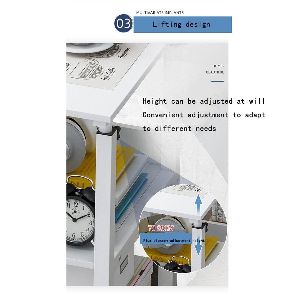 YXJPP Overbed Table Rolling Laptop Table Adjustable Height Overbed Bedside Desk Mobile Stand Tilting with Wheels Tray Foldable for Bed Sofa Side